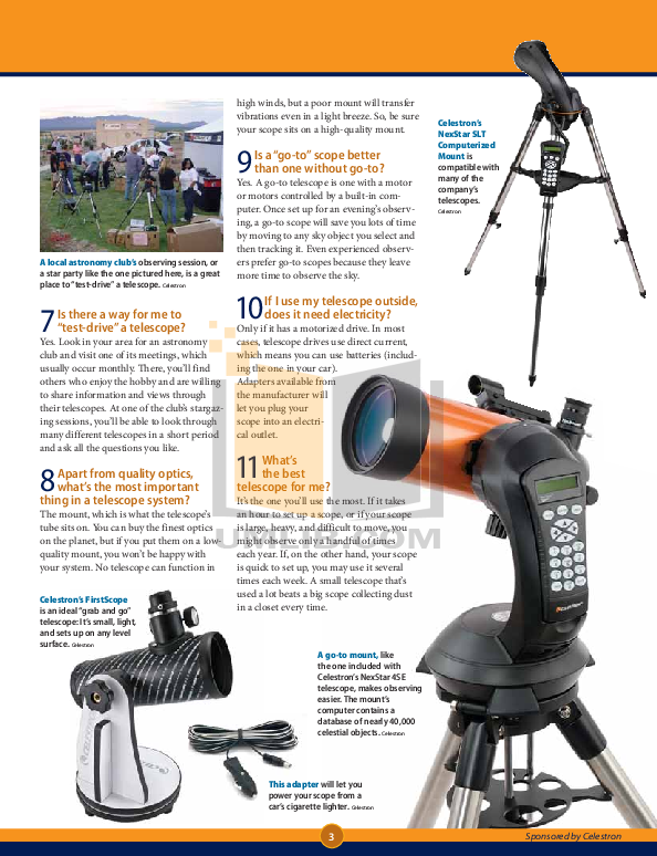 PDF manual for Celestron Telescope FirstScope 114